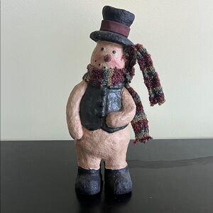 Holiday folk art-style resin snowman